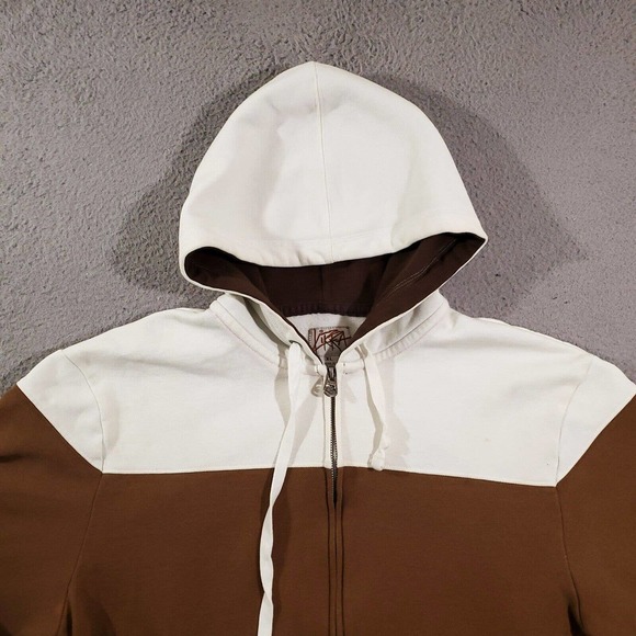 Vintage Kirra Hoodie Womens Extra Large Brown White Striped Full Zip Skater Punk - Picture 3 of 14